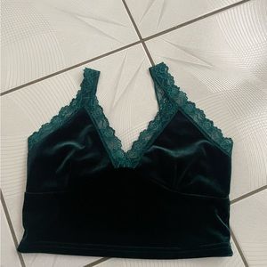 Forest Green Cropped Tank Top “Going Out” Shirt | Size S